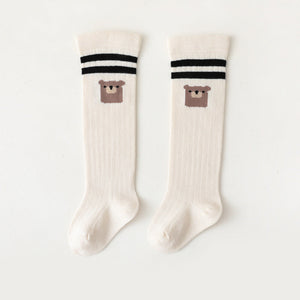 Baby Cartoon Graphic Mid Tube College Style Striped Socks