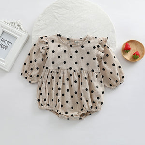 Baby Girl Polka Dot Pattern Little Flying Sleeve Loose Bodysuit