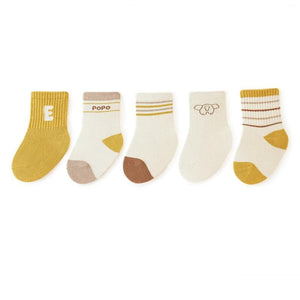 Baby Unisex Breathable Comfy Preppy Socks 5-Pair Set