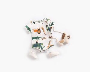 Baby Boy And Girl Animal Print Short-Sleeved O-Neck Lovely Onesies In Summer