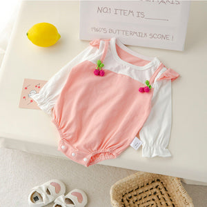 Baby Girl Fruit Patched Design Sweet Princess Bodysuit Onesies