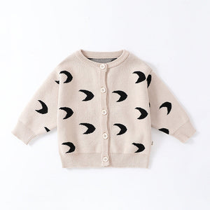 Autumn and Spring New Arrival Baby Unisex Simple Moon Pattern Knitted Long Sleeves Rompers/Cardigan