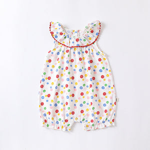 Baby Floral Pattern Ruffle Neck Sleeveless Rompers