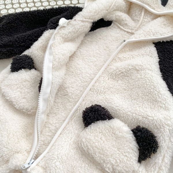 Autumn and Winter New Arrival Baby Unisex Simple Panda Pattern Long Sleeves Cozy Rompers