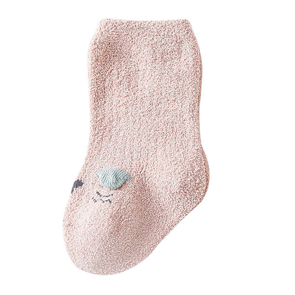 Baby Cartoon Pattern Coral Fleece Comfy Mid-Tube Socks