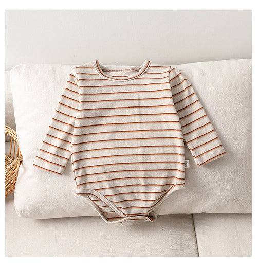 Autumn New Arrival Baby Unisex Long Sleeves Color Patchwork Striped Onesies Bodysuits