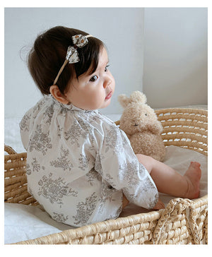 Autumn New Arrival Baby Girls Long Sleeves Floral Print Simple Plain Onesies