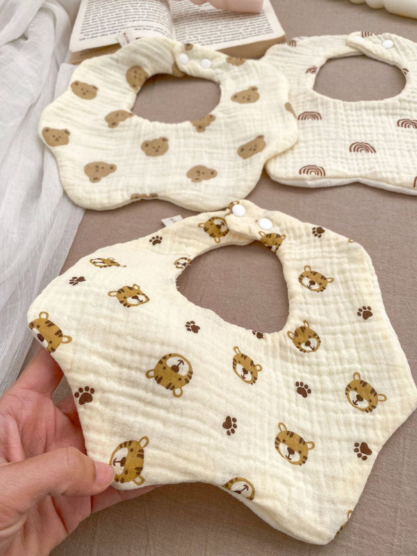 Adorable Cartoon Petal-Shaped Cotton Drool Cloth Muslin Bib