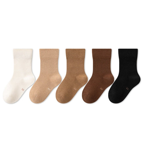 Spring New Arrival Kids Unisex Breathable Solid Color Mid-Calf Socks Set