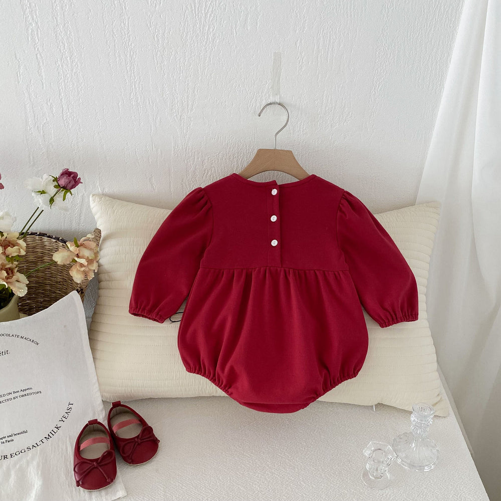 Autumn New Arrival Baby Girls Long Sleeves New Style Collar with Butterfly Bow Attached Onesies