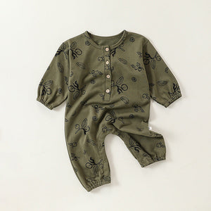 Autumn and Spring New Arrival Baby Unisex Cartoon Fruits Pattern Long Sleeves Crew Neck Rompers