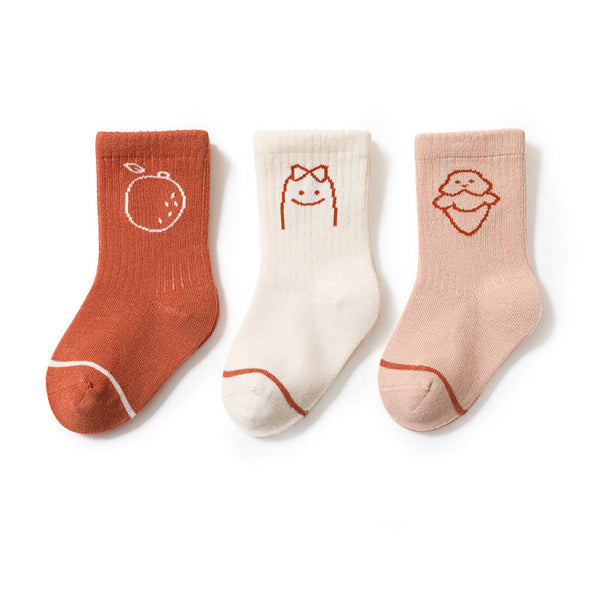 Baby Cute Print Pattern Mid-Tube Cotton Socks In Spring Autumn