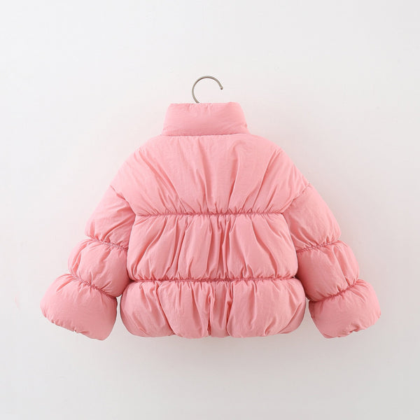 Arrival Baby Kids Girls Heart Pattern Single Breasted Thick Fleece-inside Coat