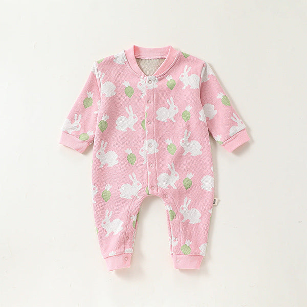 Autumn and Spring New Arrival Baby Girls Simple Animals Cartoon Pattern Long Sleeves Rompers