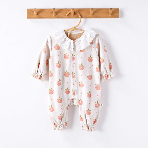 Autumn and Spring New Arrival Baby Girls Simple Fruits Pattern Long Sleeves Rompers