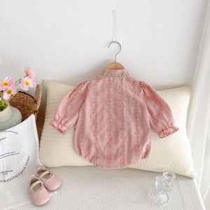 Autumn New Arrival Baby Girls Long Sleeves Floral Striped Pattern Onesies Bodysuits