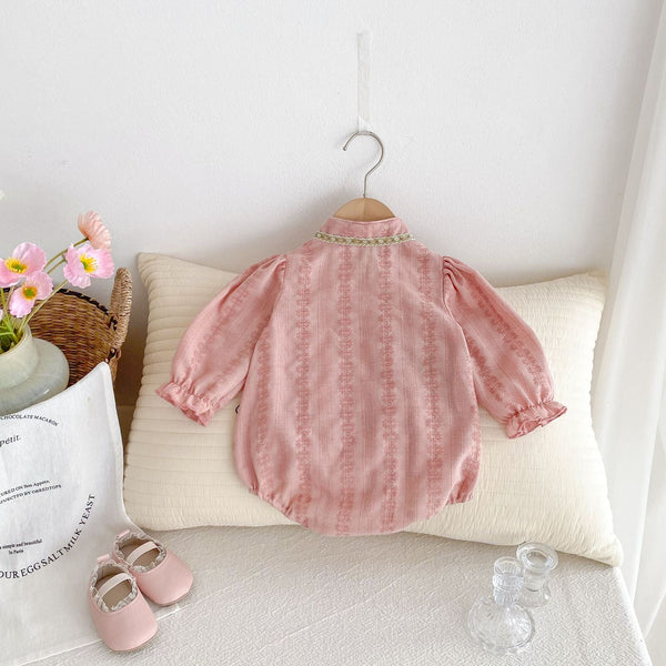 Autumn New Arrival Baby Girls Long Sleeves Floral Striped Pattern Onesies Bodysuits