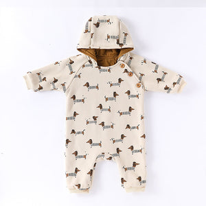 Autumn and Winter New Arrival Baby Unisex Simple Pattern Long Sleeves Casual Thickened Rompers