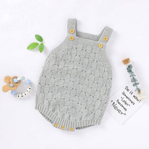 Baby Solid Color Crochet Knitted Pattern Sling Onesies Bodysuit