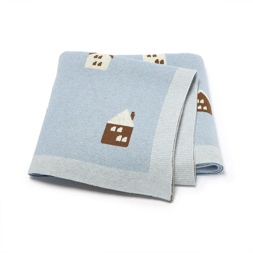 Hot Selling: Spring/Summer New Arrival Knitted Cute Little House Soft Baby Blanket, Perfect For Newborn Boys And Girls