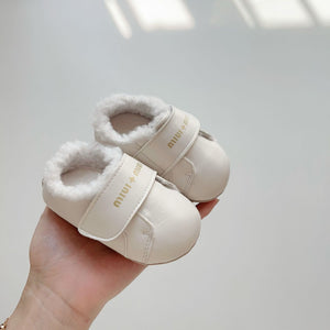 Winter Hot Selling Baby Letters Print Cozy Fleece Toddler Walking Shoes