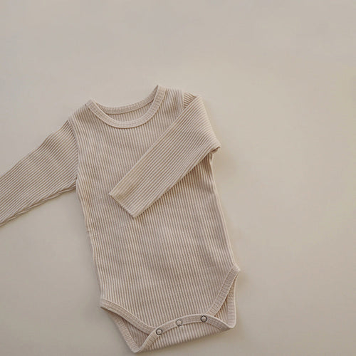 Baby Solid Color Pit Strip Fabric Long Sleeve Bodysuit