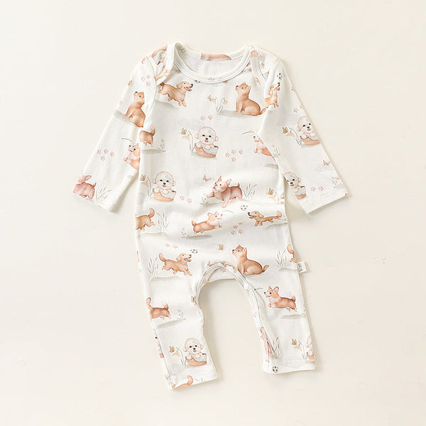 Autumn and Spring New Arrival Baby Unisex Simple Animals Pattern Long Sleeves Rompers