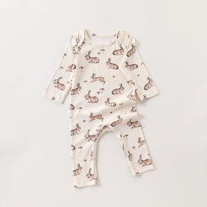 Autumn and Spring New Arrival Baby Unisex Simple Animals Cartoon Pattern Long Sleeves Rompers