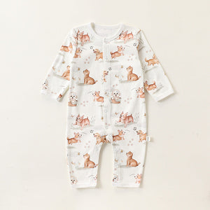 Autumn and Spring New Arrival Baby Unisex Simple Animals Pattern Long Sleeves Rompers