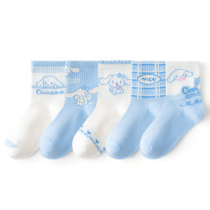 Spring New Arrival Girls Breathable Cartoon Mid-Calf Socks Set