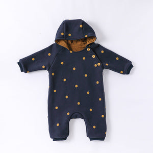 Autumn and Winter New Arrival Baby Unisex Simple Pattern Long Sleeves Casual Thickened Rompers