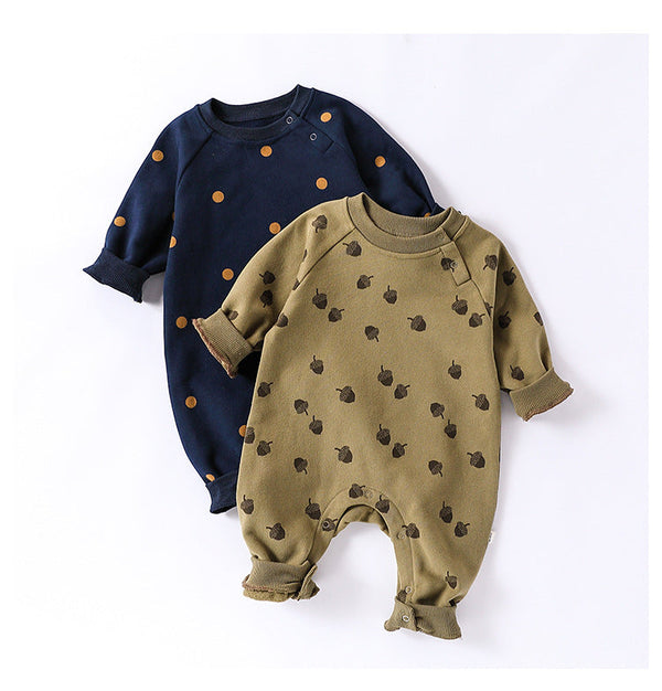 Autumn and Spring New Arrival Baby Unisex Simple Pattern Long Sleeves Casual Thick Rompers