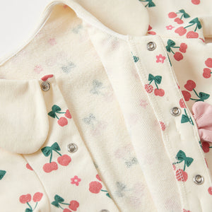 Autumn Baby Girl Cherry Pattern Flower Neck Rompers