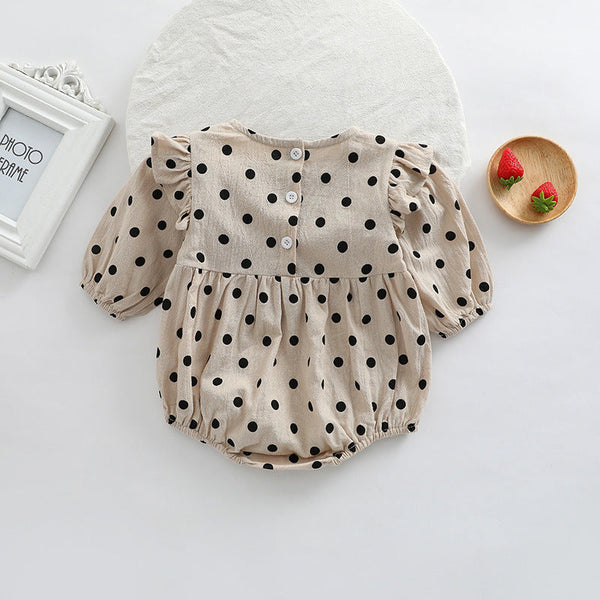 Baby Girl Polka Dot Pattern Little Flying Sleeve Loose Bodysuit