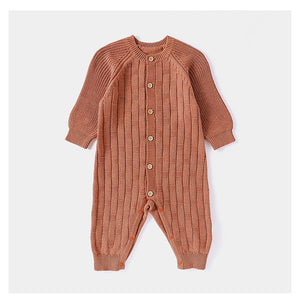 Autumn and Spring New Arrival Baby Unisex Simple Solid Color Long Sleeves Casual Thick Knitted Rompers