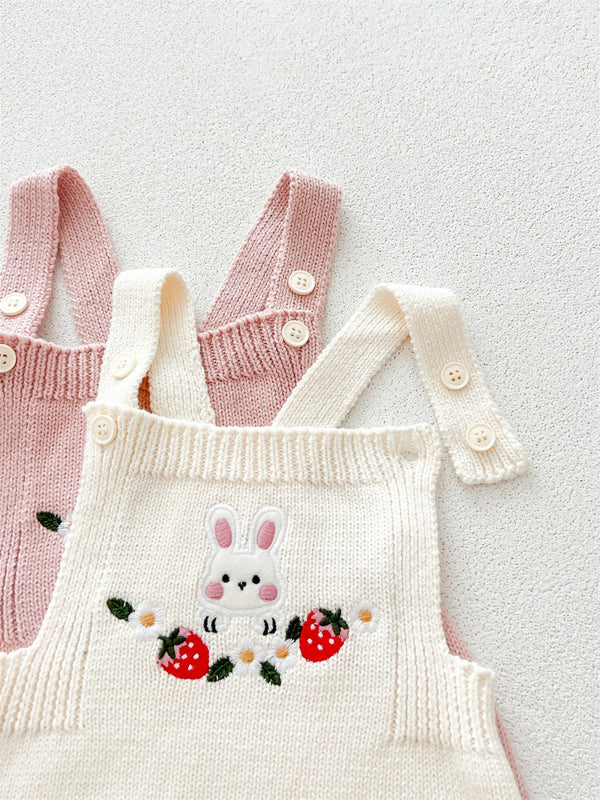 Autumn New Arrival Baby Girls Cute Rabbits Pattern Sleeveless Onesies with Straps