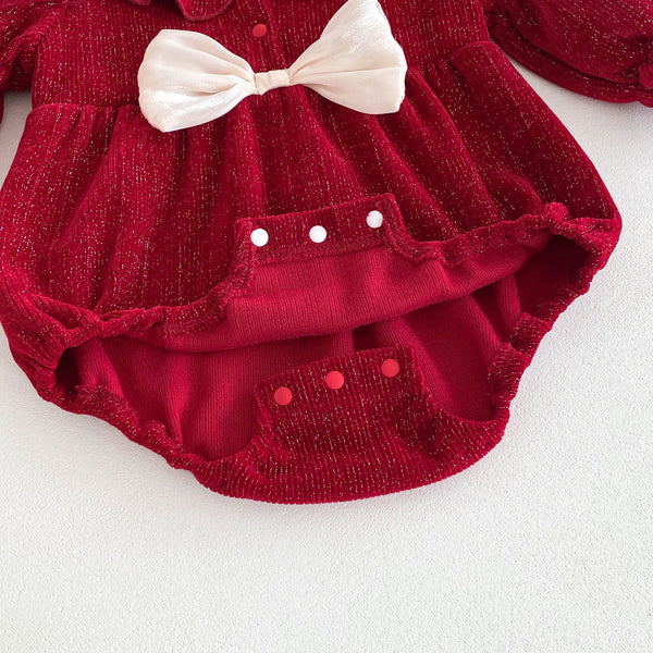 Autumn New Arrival Baby Girls Long Sleeves Red Knitted Onesies