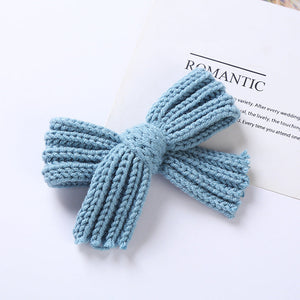 Baby Solid Color Big Knitted Bow Handmade Hairpin