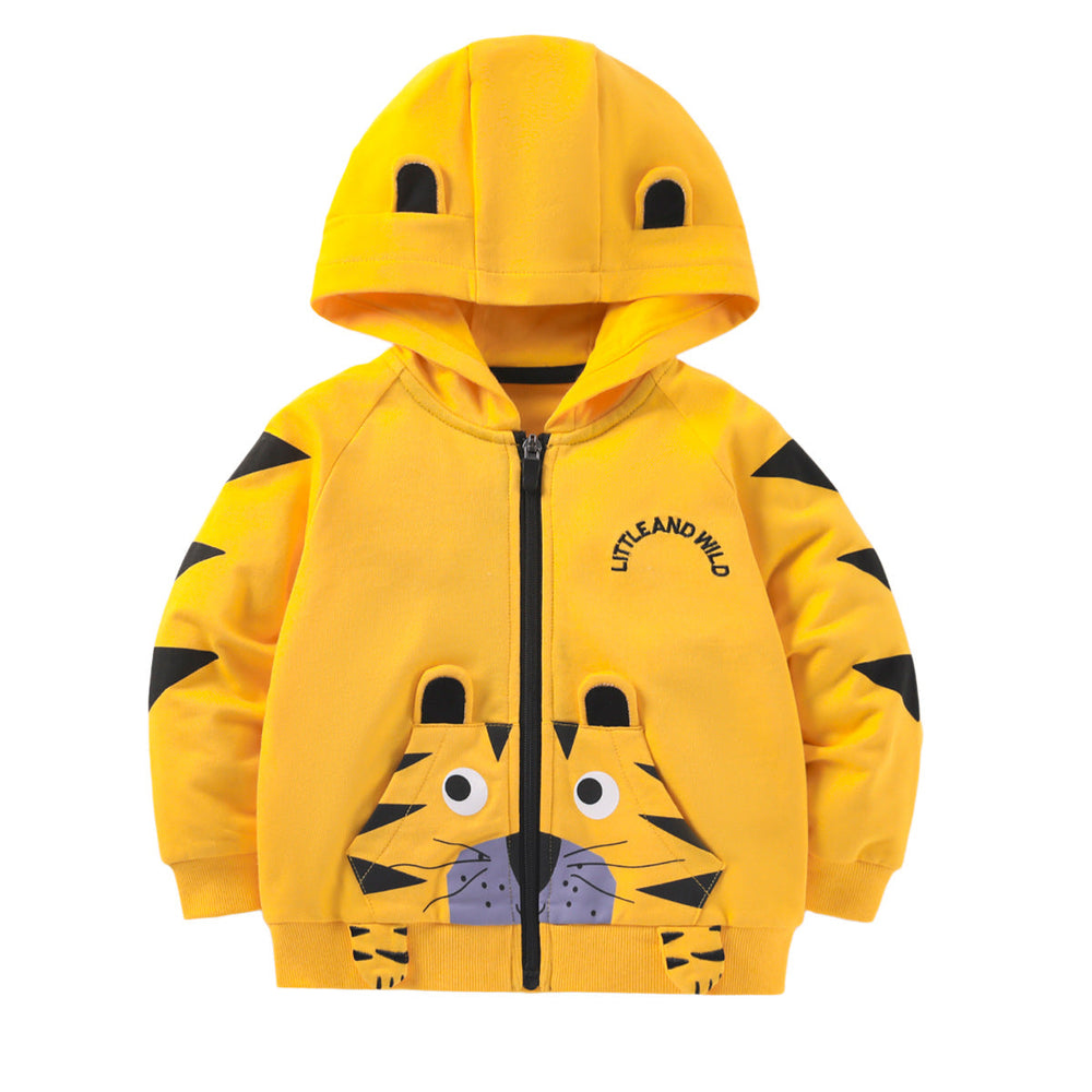 Baby Boy Cartoon Tiger Graphic Zipper Front Design Cotton Coat