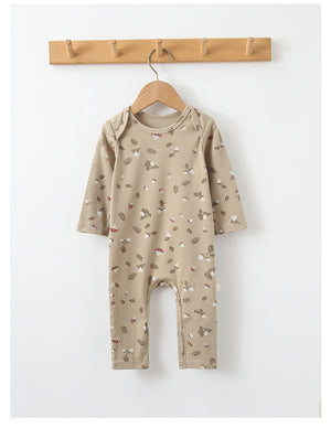 Baby Print Pattern Envelope Neckline Long Sleeved Soft Rompers Home Clothes