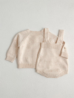 Arrival Autumn Baby Long Sleeves Solid Color Knitted Cardigan and Sleeveless Strap Bodysuits – Clothing Set