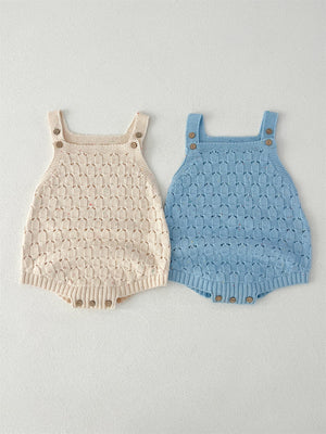 Autumn New Arrival Baby Unisex Geometric Hollow-Out Pattern Sleeveless Onesies with Strips