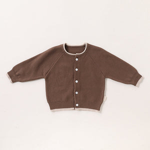 Autumn New Arrival Baby Kids Unisex Comfortable Plain Knitted Long Sleeves Cardigan