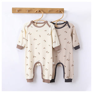 Spring New Arrival Hazelnut Print Crew Neck Comfy Rompers