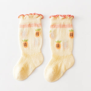 Baby Girk Floral Print Pattern Mesh Breathable High Tube Socks