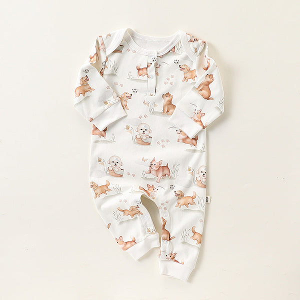 Autumn and Spring New Arrival Baby Unisex Simple Animals Pattern Long Sleeves Rompers