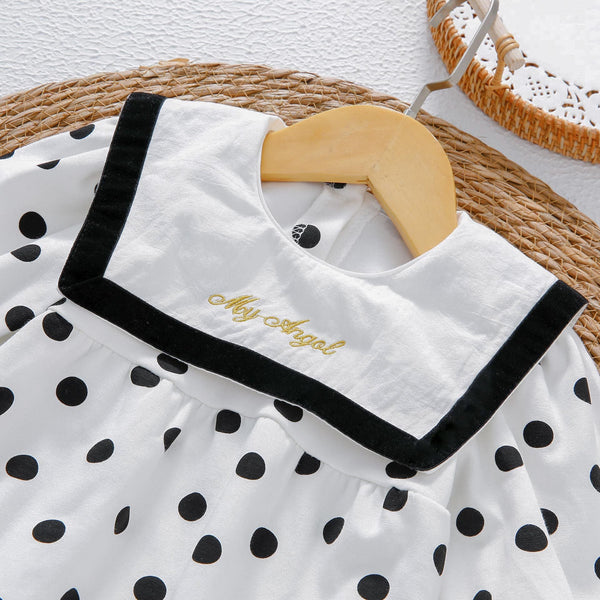 Baby Girl Polka Dot Graphic Salior Collar Design Bodysuit