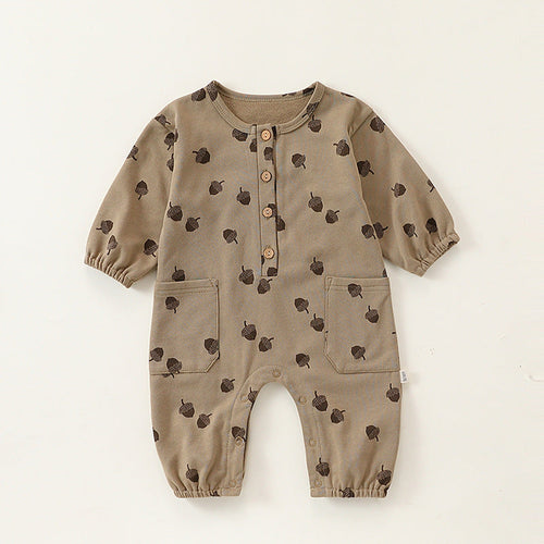 Autumn and Spring New Arrival Baby Unisex Simple Casual Pattern Long Sleeves Rompers