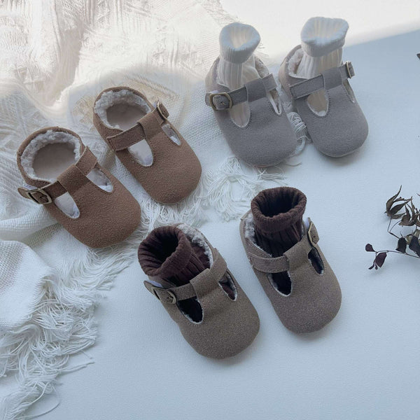 New Arrival In Winter Baby Girl Solid Color Plush Warm Anti-Slip Shoes