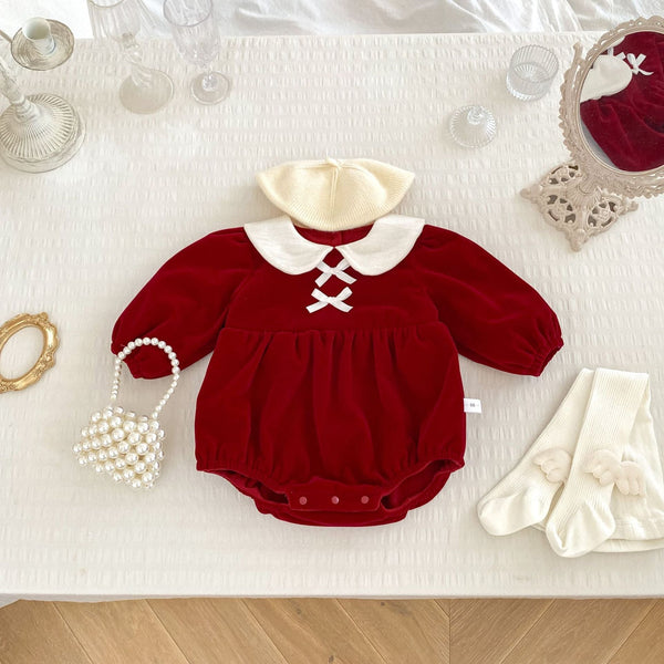 Autumn and Winter New Arrival Baby Girls Long Sleeves Peter Pan Collar Cozy Onesies